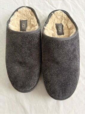 Men’s UGG Classic Slip-On Shaggy Suede Slippers Dark Grey Sz 11